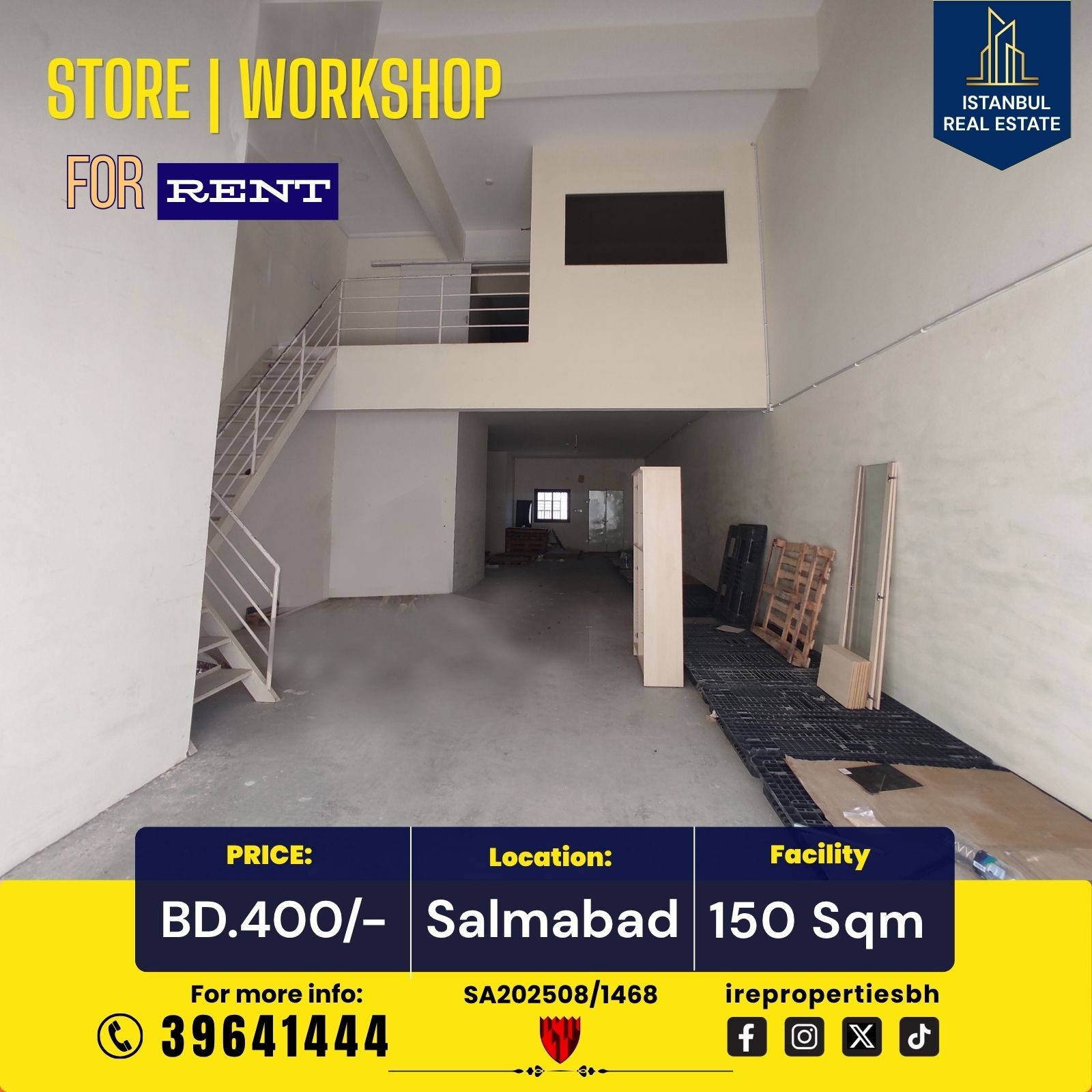 Salmabad, Warehouses, BHD 400,  150 Sq. Meter,  Store | Workshop For Rent In Salmabad Near Highway BD.400/-