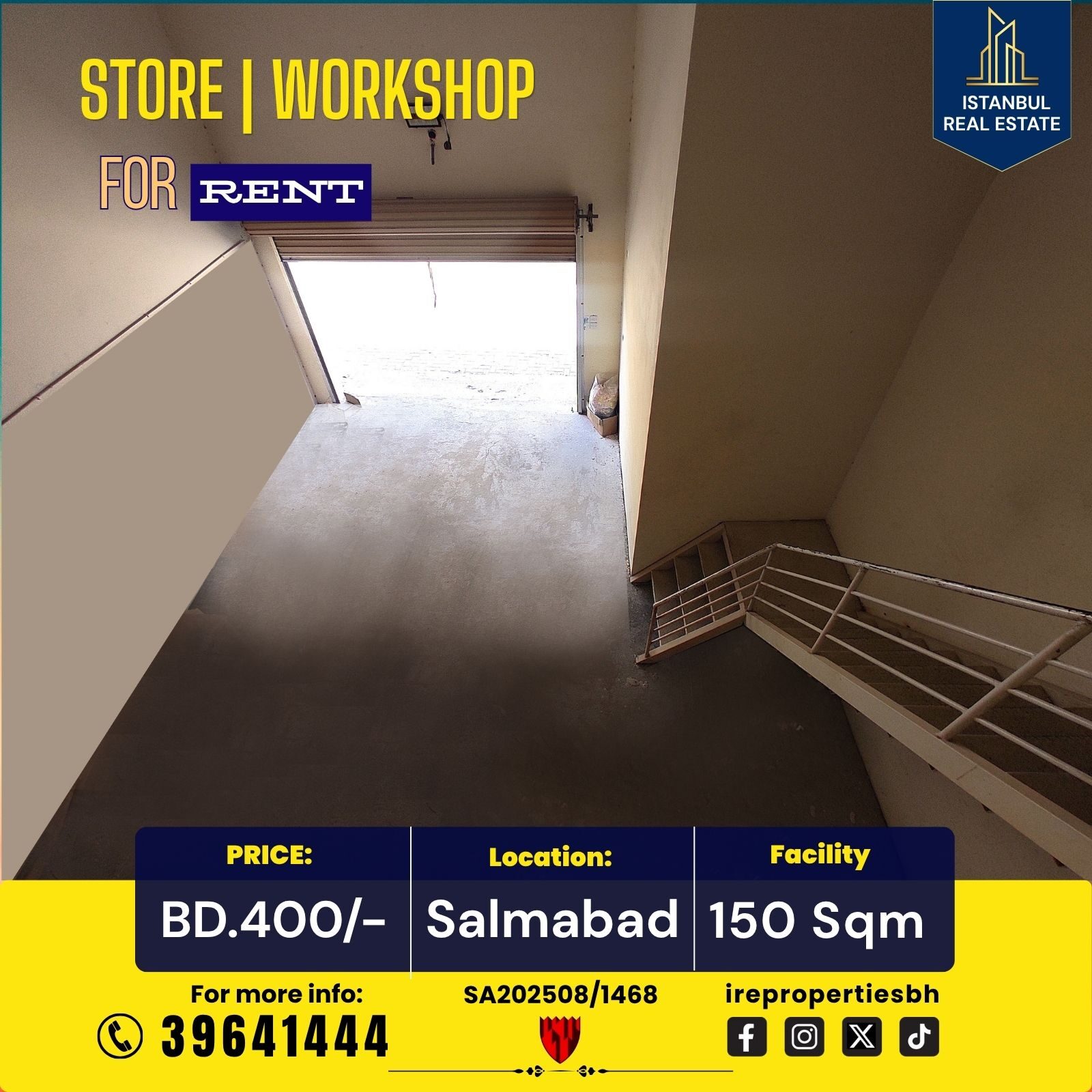 Salmabad, Warehouses, BHD 400,  150 Sq. Meter,  Store | Workshop For Rent In Salmabad Near Highway BD.400/-