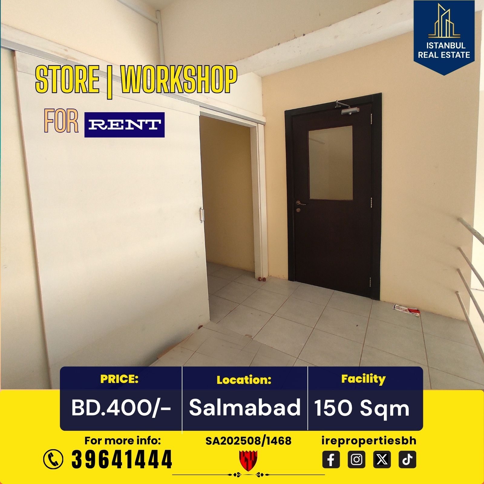 Salmabad, Warehouses, BHD 400,  150 Sq. Meter,  Store | Workshop For Rent In Salmabad Near Highway BD.400/-