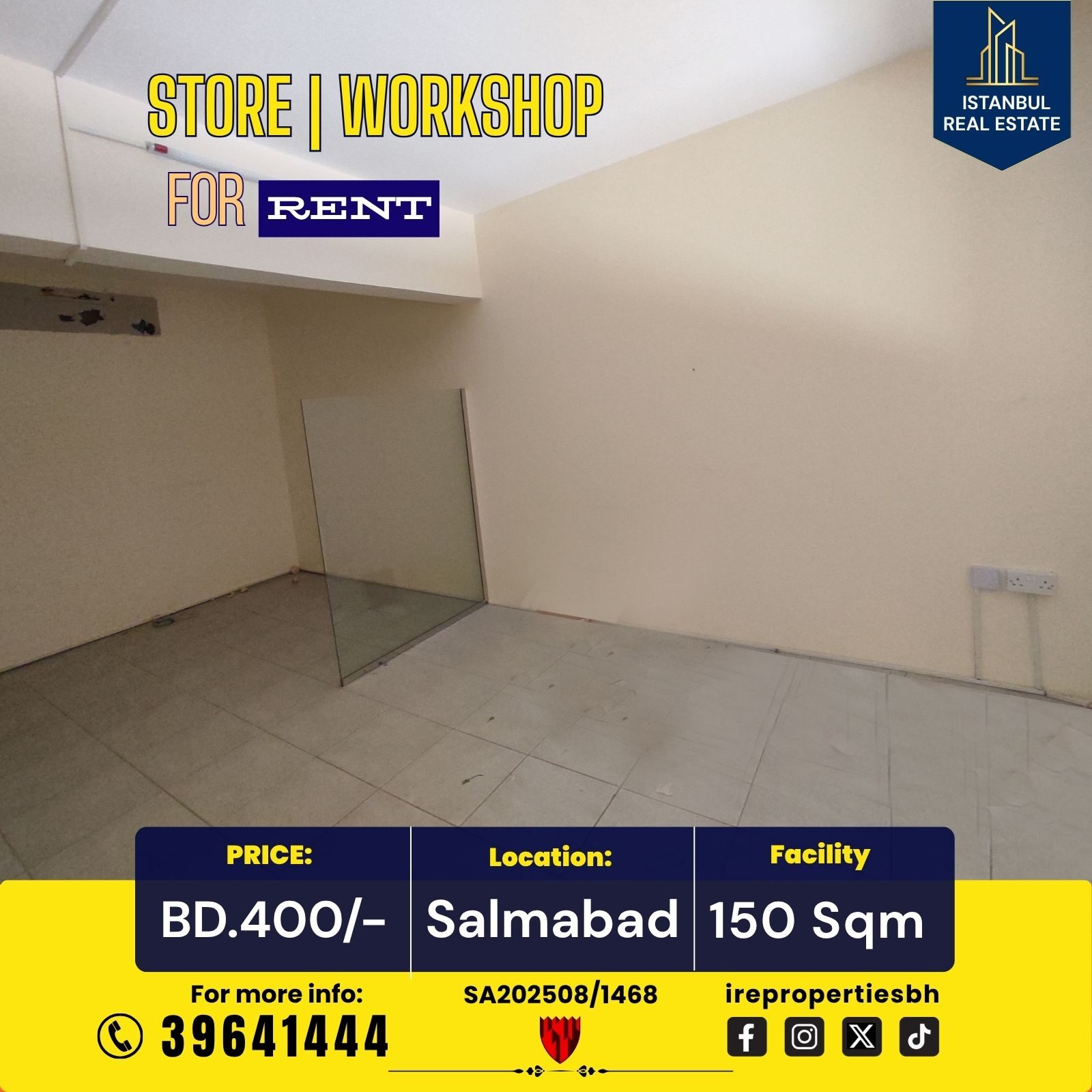 Salmabad, Warehouses, BHD 400,  150 Sq. Meter,  Store | Workshop For Rent In Salmabad Near Highway BD.400/-