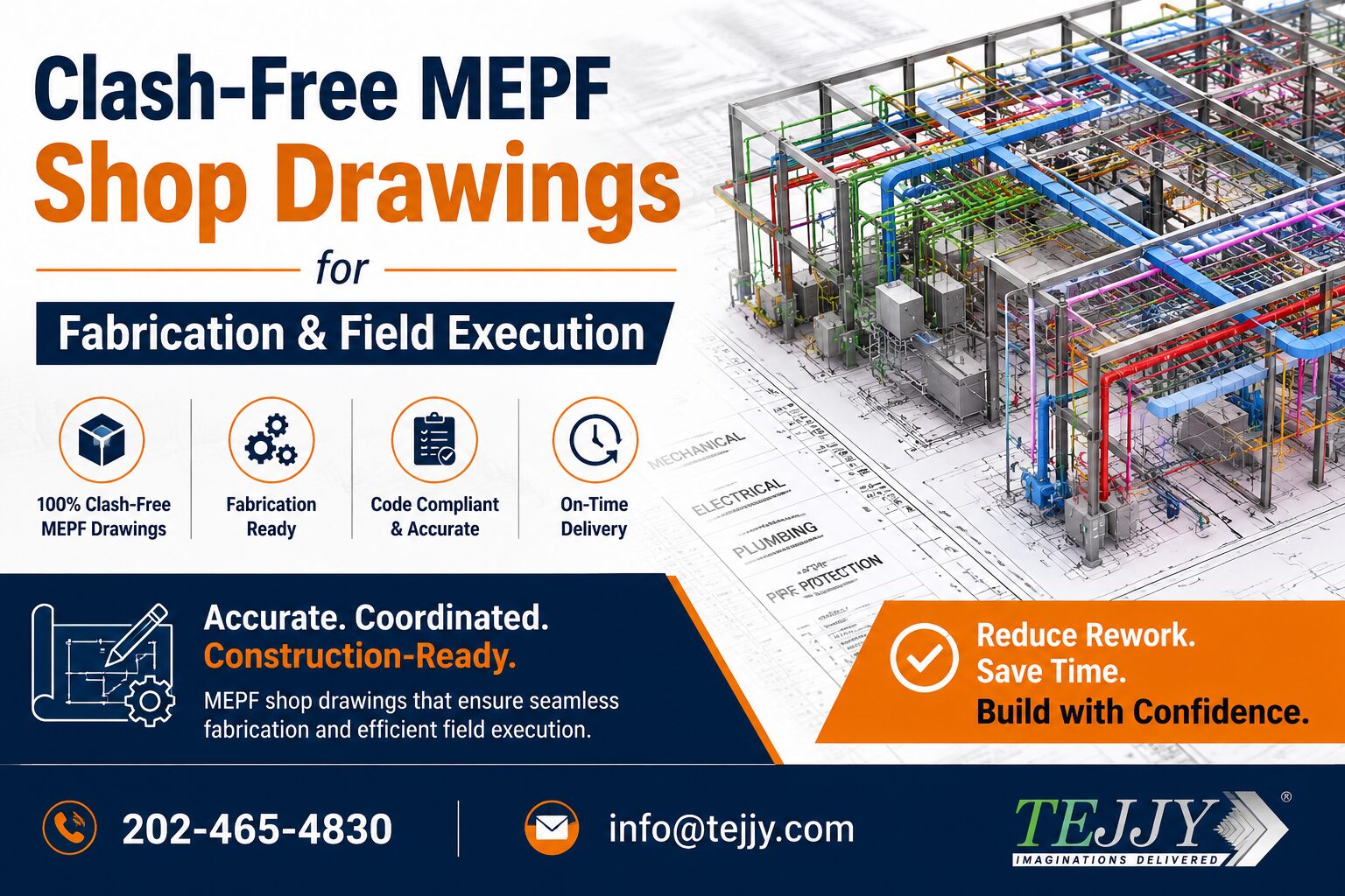New York, Construction, Clash-Free MEPF Shop Drawings Services For Fabrication USA | Tejjy Inc.