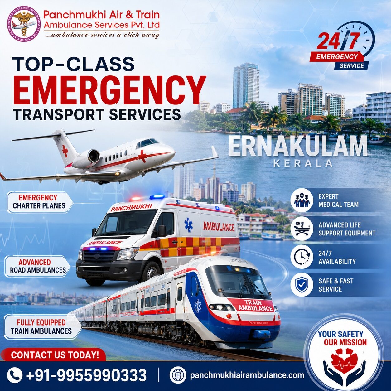 Mumbai, Health, Panchmukhi Air Ambulance Service In Ernakulam - 24/7 Non-Stop Emergency Service