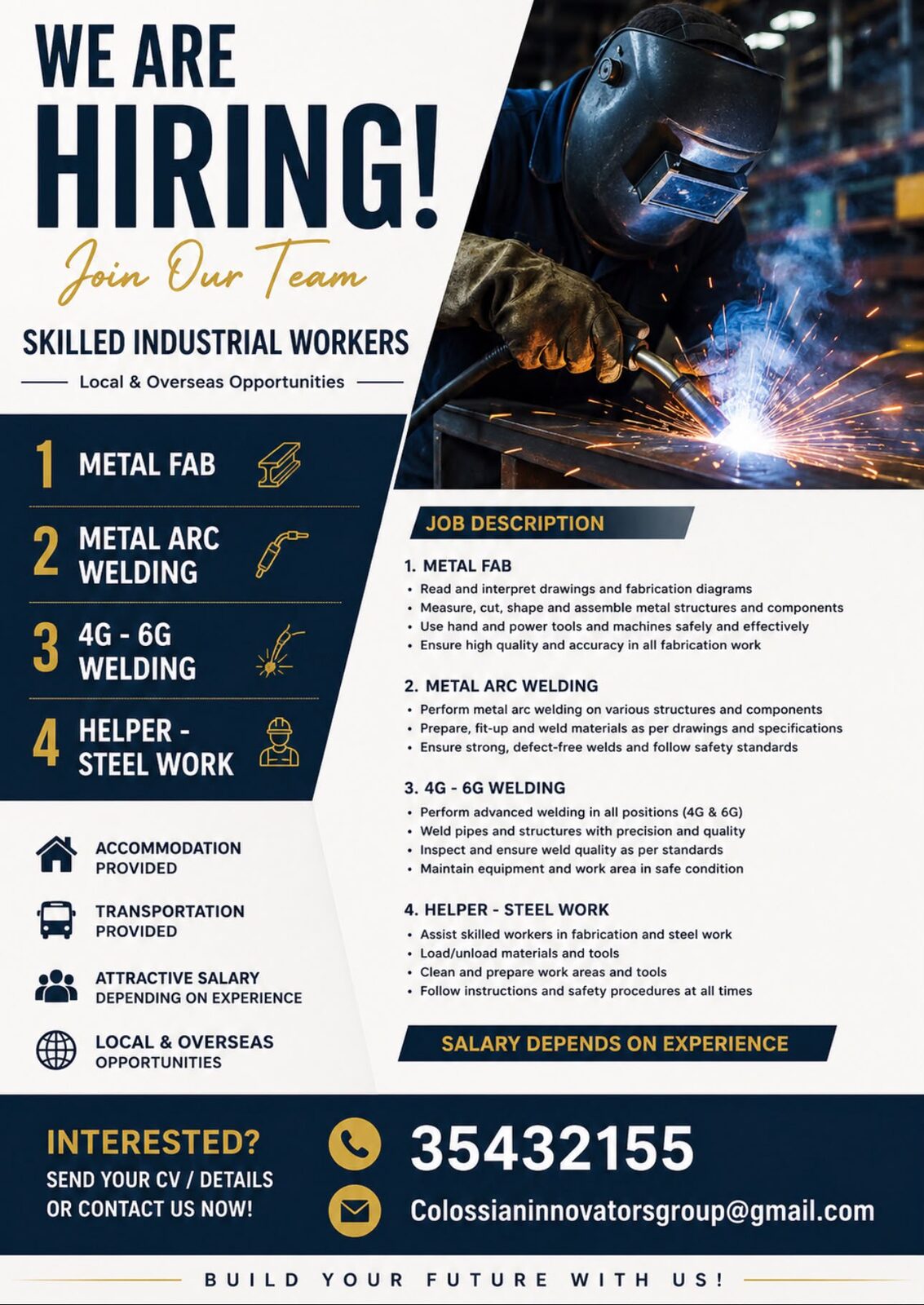 Manama, Jobs, Metal Fabrication & Welding Professionals