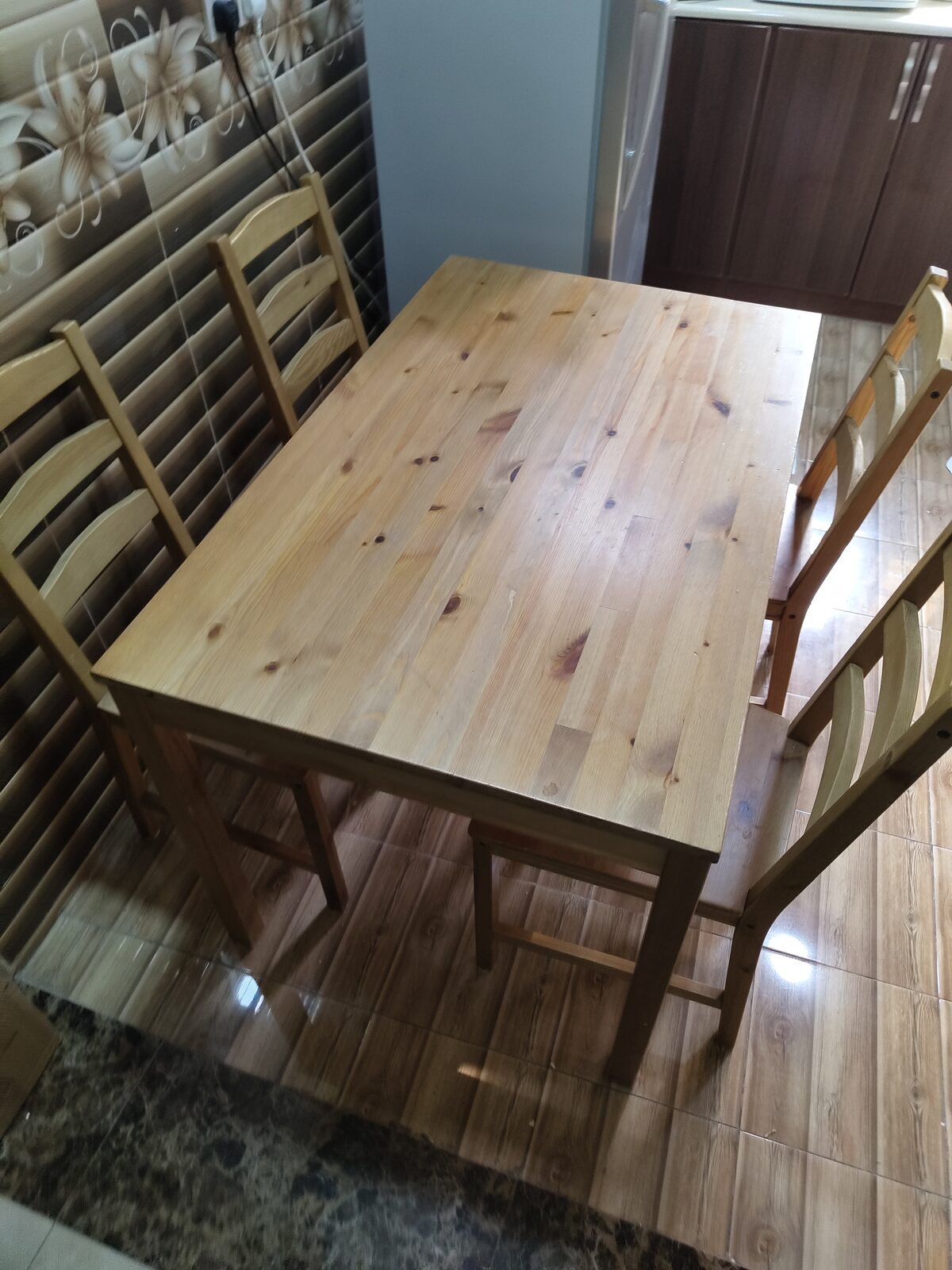 Khobar, Furniture, SAR 400,  IKEA 4 Seater Dining Table With Chairs In Good Condition
