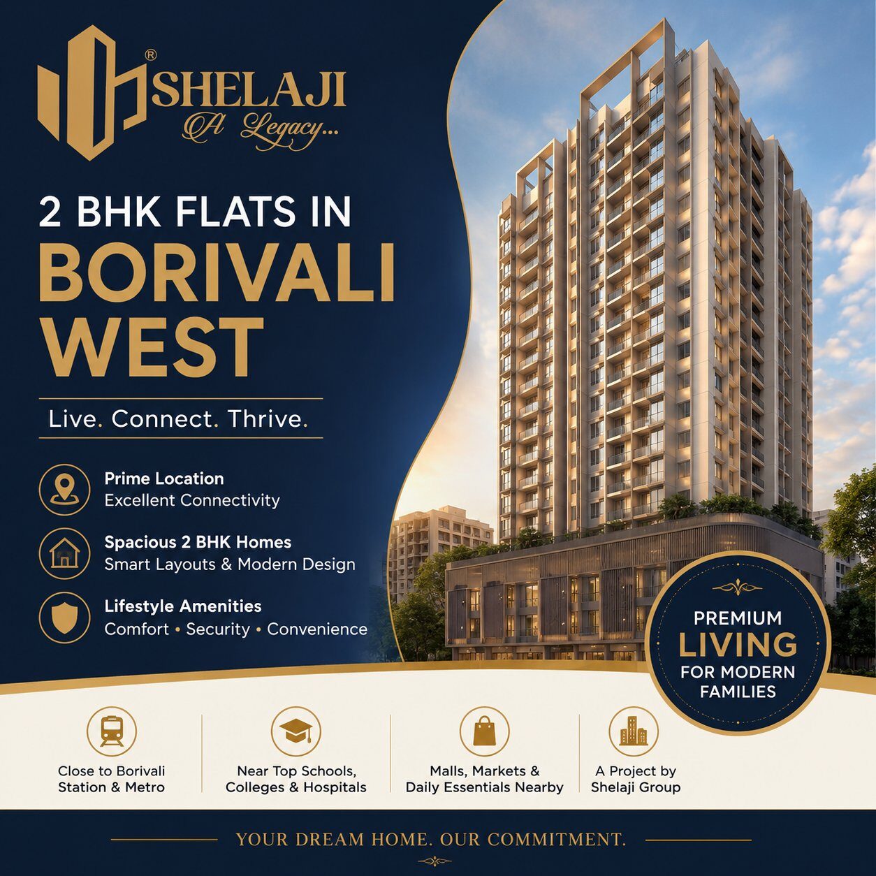 Mumbai, Real Estate For Sale, INR 24300000,  2 BR,  716 Sq. Meter,  Premium 2 BHK Flats In Borivali West By Shelaji Group