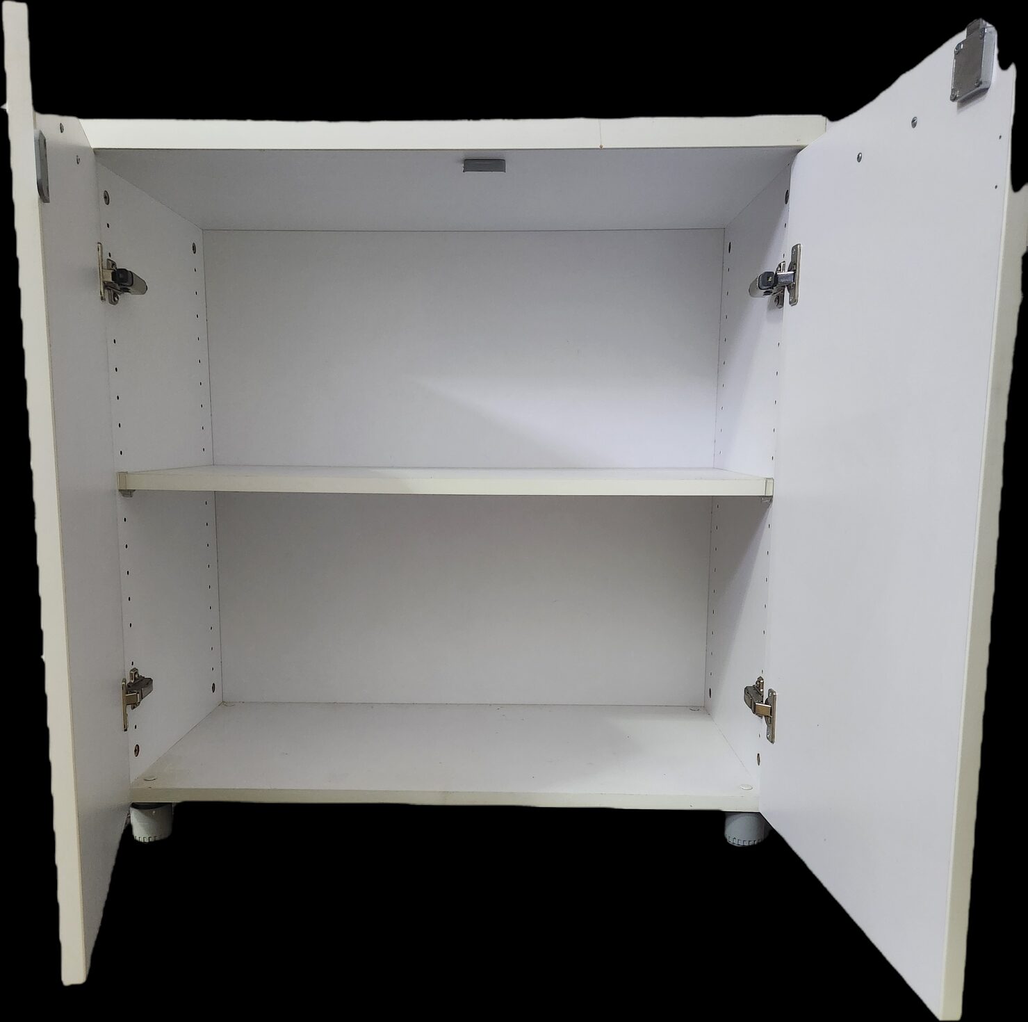 Jeddah, Furniture, SAR 400,  3 White 2-Door Storage Cabinets (Good Condition)/دواليب تخزين بيضاء بابين (بحالة ج