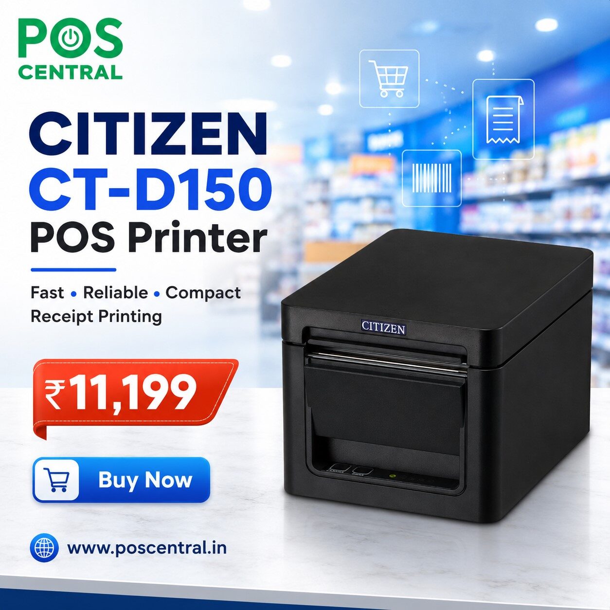 Noida, Computers, INR 11199,  Buy CITIZEN CT-D150 POS Printer Online At Best Price In India