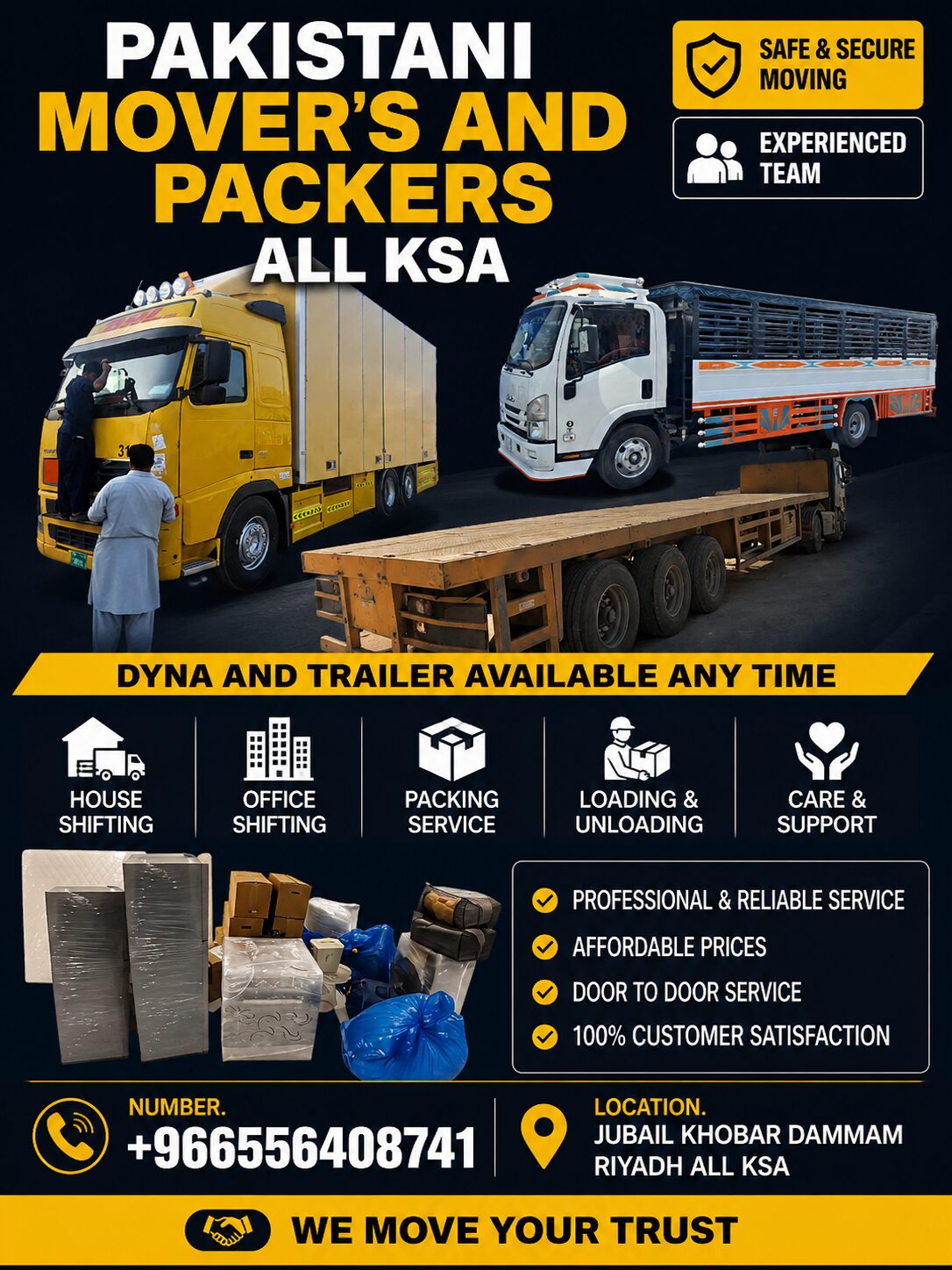 Jubail, Labor/Moving, PAKISTANI SHIFTING HOME $OFFICE VILA APARTMENT COMPOUND MOVING SHIFTING PACKING.0556408741