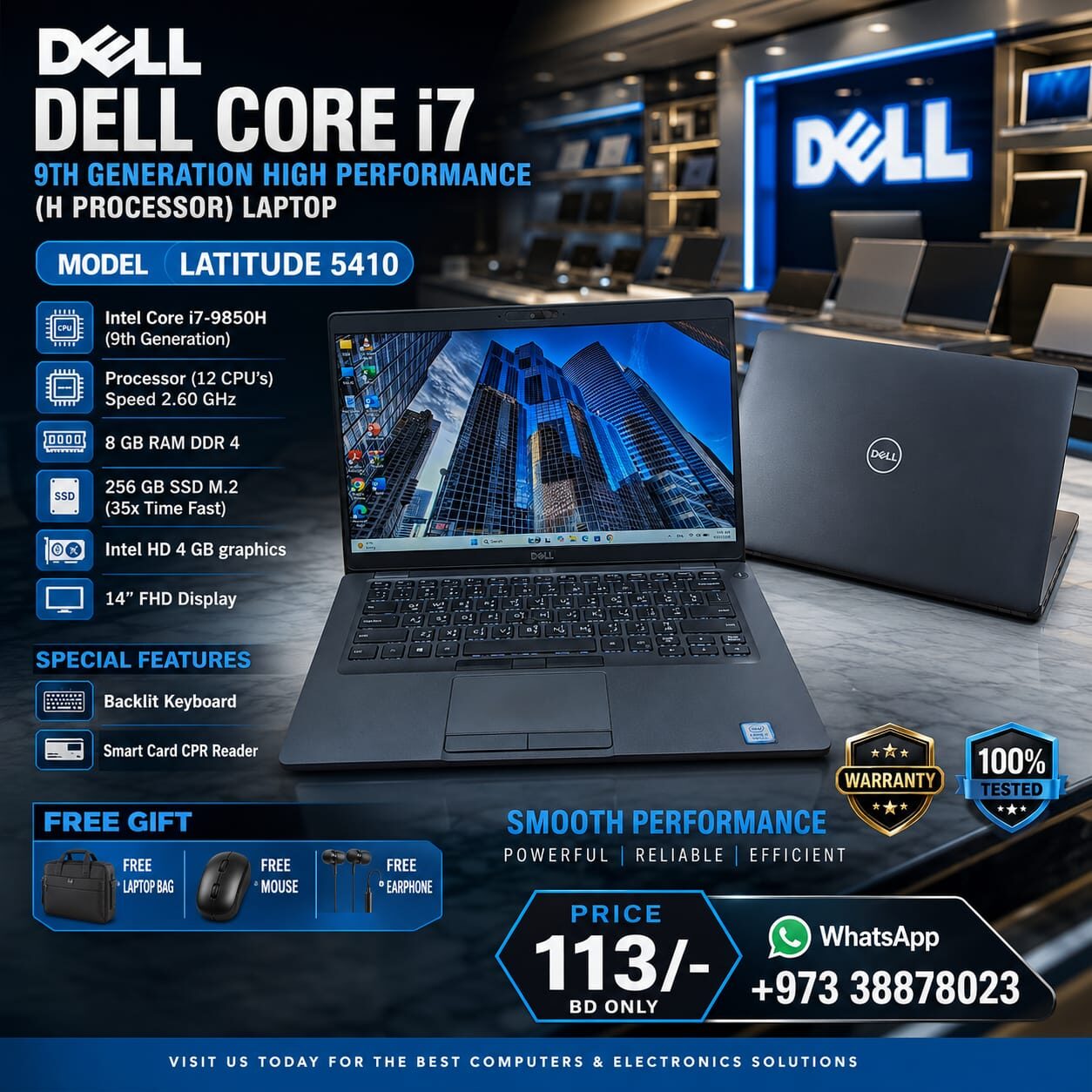 Manama, Tablet Computers, BHD 113,  DELL I7 Laptop High Performance H Processor Laptop SSD 35x Fast FREE Bag,Mouse Earphone