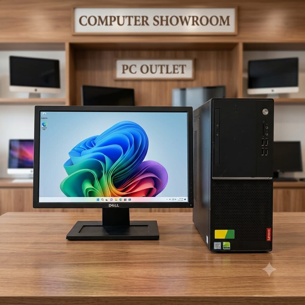 Riffa, Computers, BHD 78,  LENOVO Core I5 7th Generation Computer Set With Monitor 8GB DDR4 RAM 256GB SSD Win 10 Pro