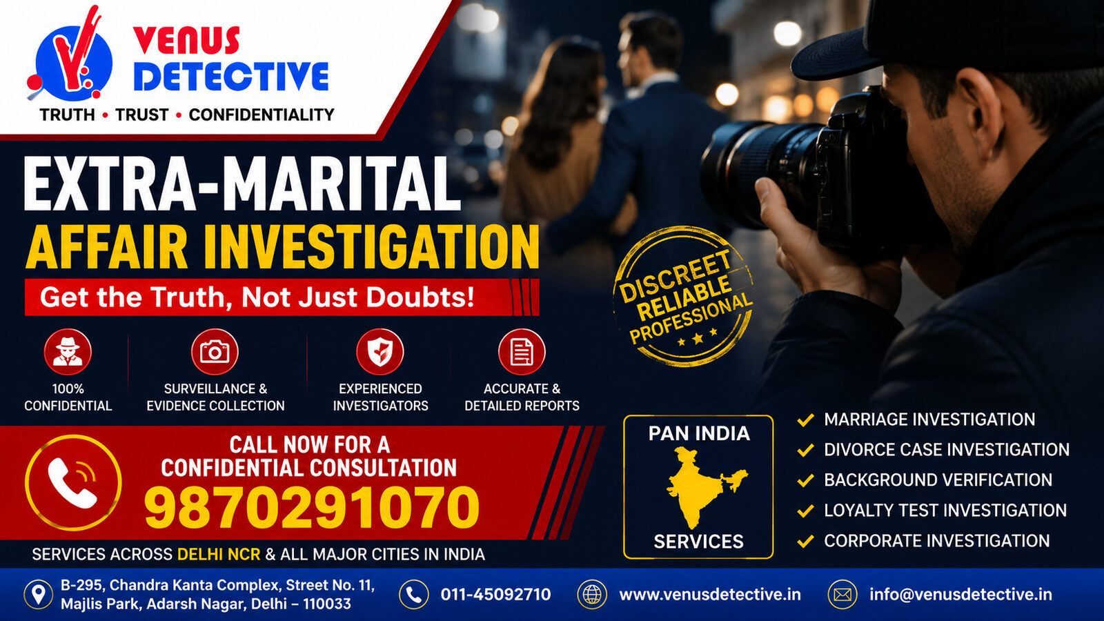 New Delhi, Legal, Extra-Marital Affair Detective Agency In Delhi | Venus Detective