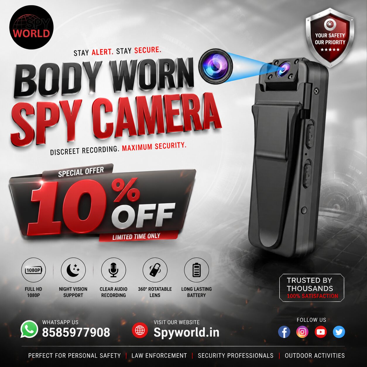 New Delhi, Electronics, INR 5050,  Best Body Worn Spy Camera Dealer In Saket At Spy World