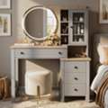 GBP 192,  Linra Grey Dressing Table With LED Mirror And Storage