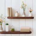 Long Floating Shelves In Mahogany For Elegant Wall Storage