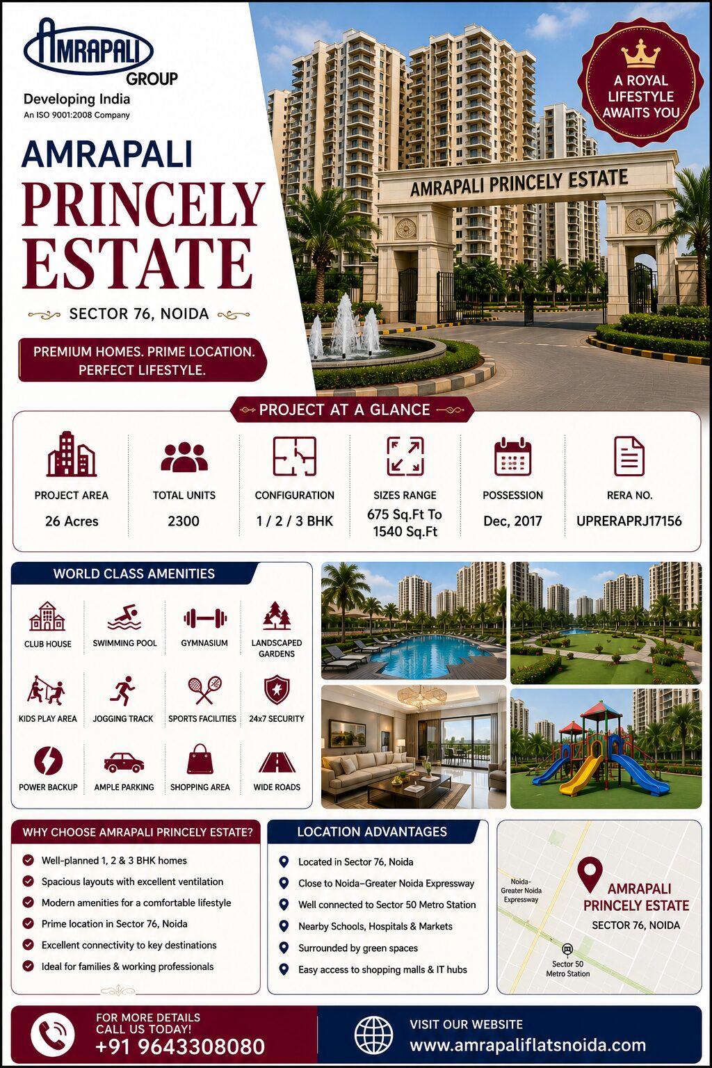 Noida, Real Estate, 1, 2 & 3 BHK Flats In Sector 76 Noida Starting From Only ₹45 Lakh – Amrapali Princely Esta