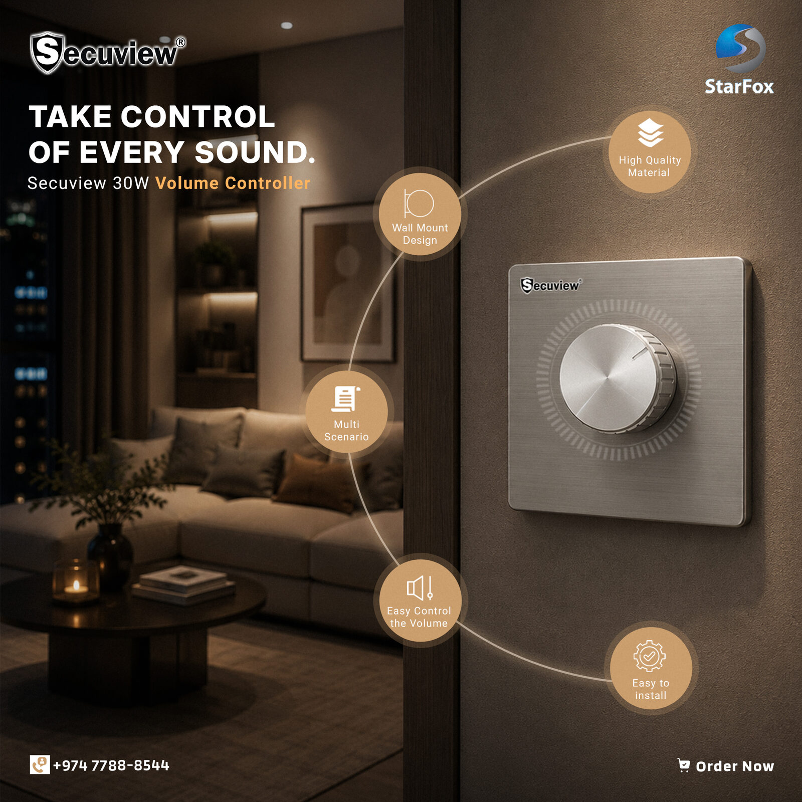 Doha, Electronics, QAR 71,  Secuview 30W Volume Controller | Durable Steel Body, Wall-Mount Design.