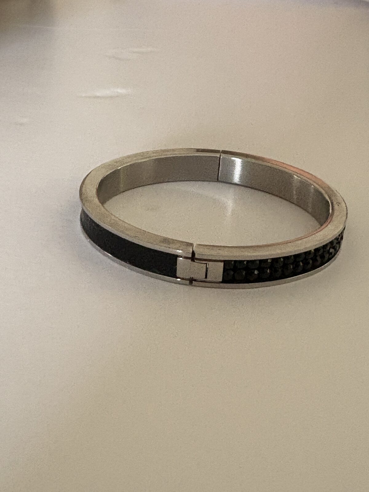 Manama, Jewelry, BHD 5,  Swarovski "Intervalle" Jet Black Leather & Crystal Bangle