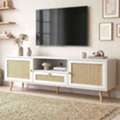 GBP 109,  Wovena White 160cm Rattan TV Unit With Cable Storage