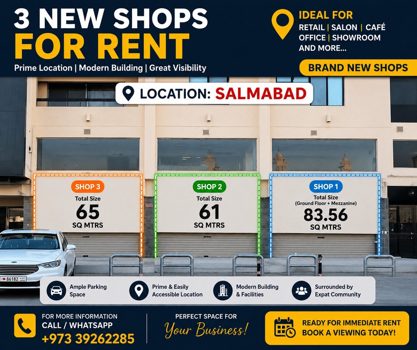 Salmabad, Shops, BHD 350,  65 Sq. Meter,  🏢 3 Brand New Shops For Rent – Salmabad | Prime Commercial Location
