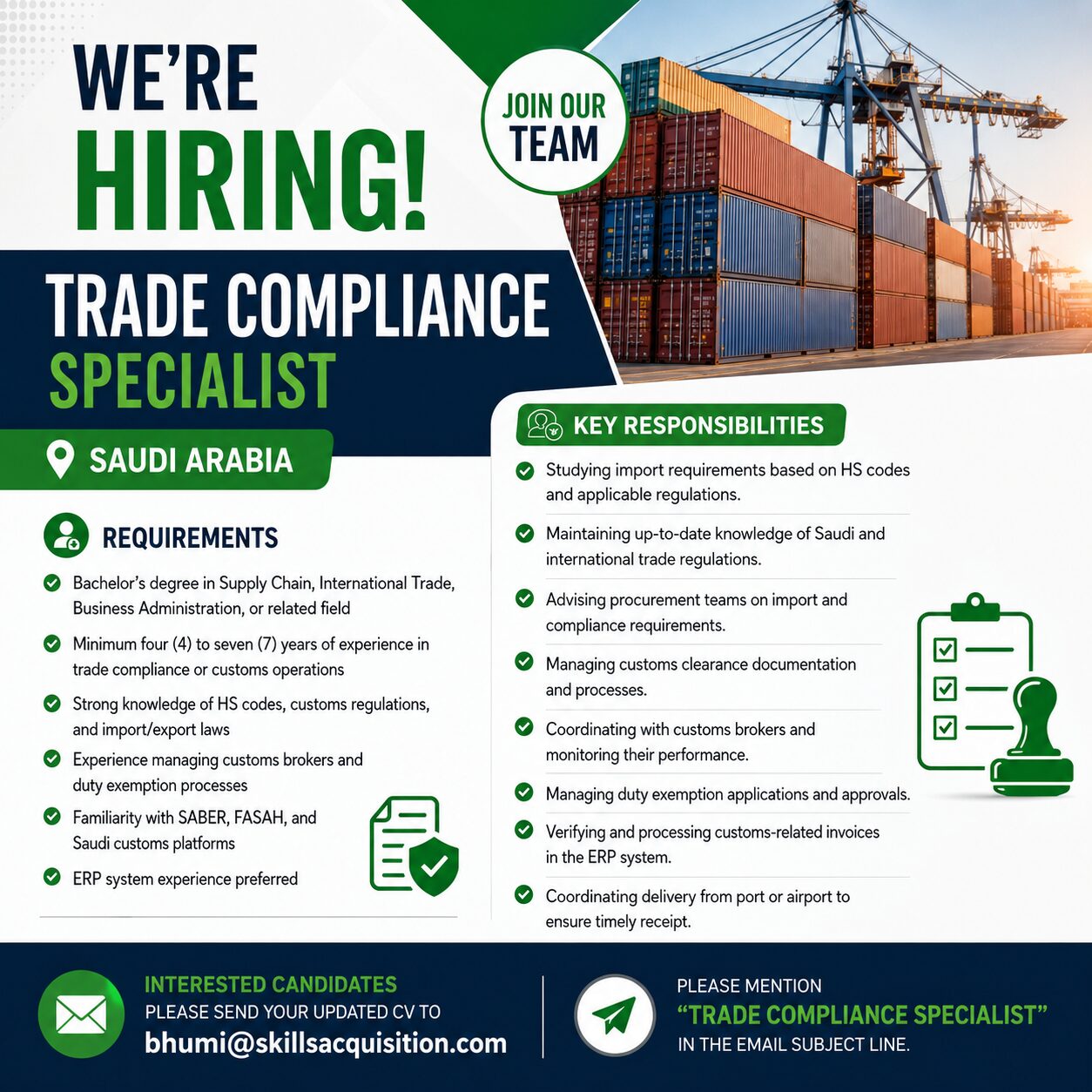 Mumbai, Jobs, Trade Compliance Specialist