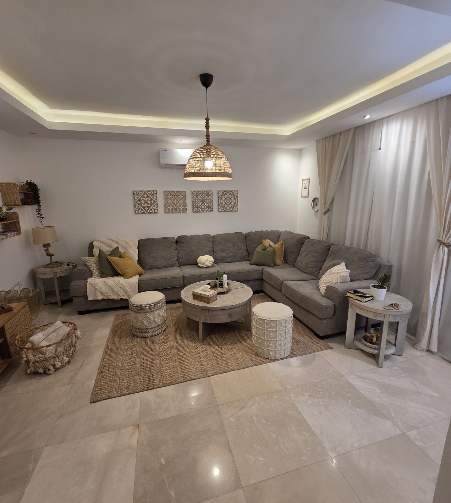 Al Hamra, Furniture, SAR 4500,  Modern L-Shaped Sectional Sofa With 3 Matching Tables