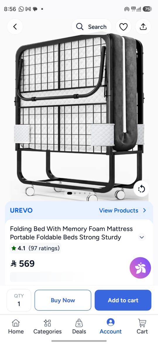 Al Malaz, Household Items, SAR 500,  Folding Bed For Sale (Single)