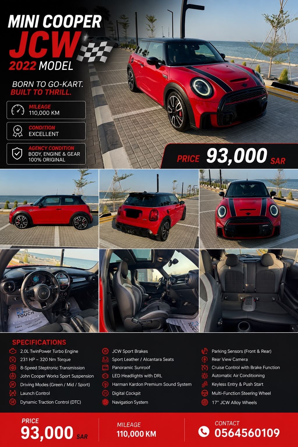 Qatif, Vehicles, Cars & Trucks , SAR 93000,  Mini Cooper JCW,  2022,  Automatic,  110000 KM,