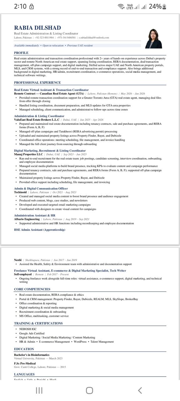 Riyadh, Job Seekers, Female Looking For Real Estate Admin Job In Ksa