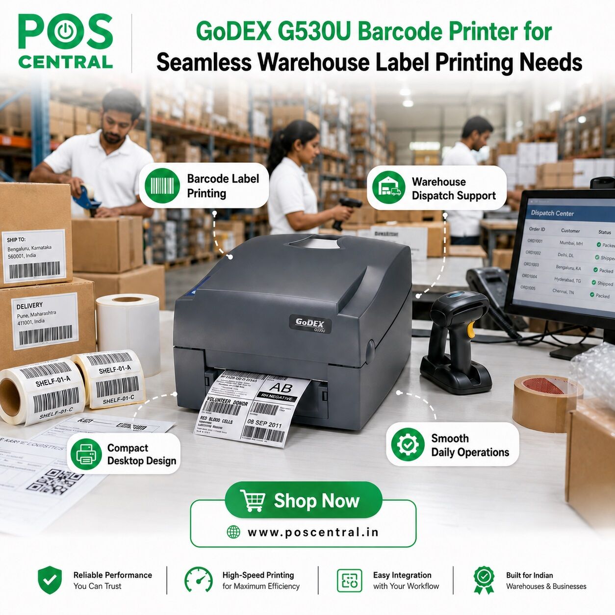Noida, Computers, INR 22099,  Shop GoDEX G530U For Fast Barcode Label Printing India