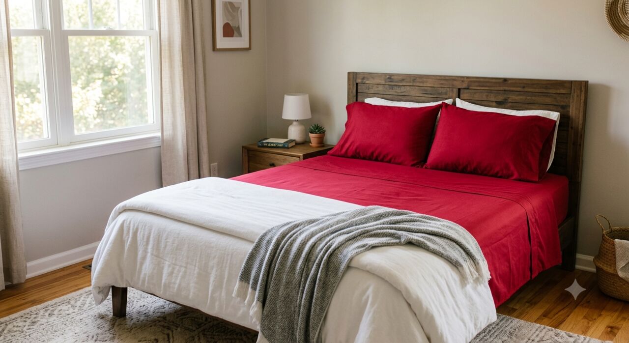 Mumbai, Household Items, INR 1499,  Red Bedsheets Pure Cotton Handloom & Hand Block Printed | Theindiglobal