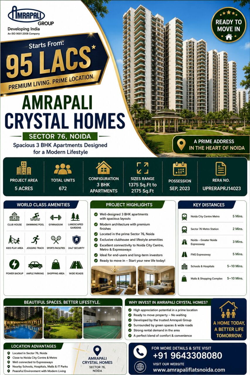 Noida, Real Estate, Buy 3 BHK Apartments In A Prime Location Like Sector 76, Noida, With Prices Starting At Ju