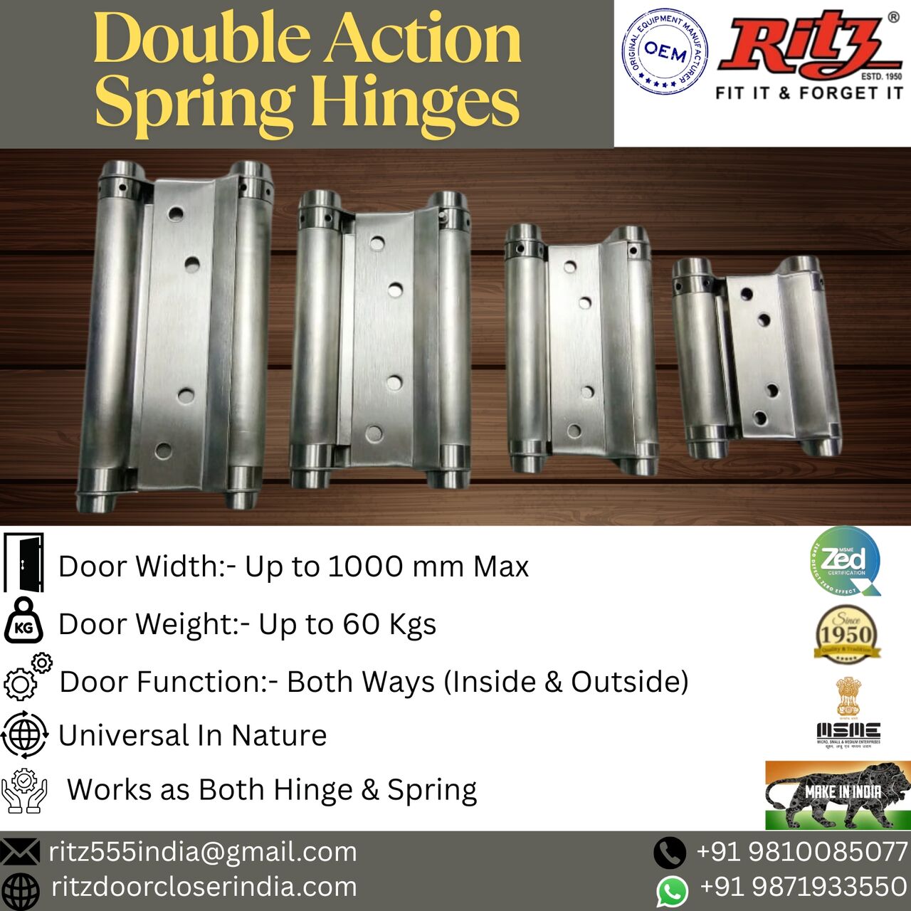 Mumbai, Heavy Equipment, Double Action Spring Hinges