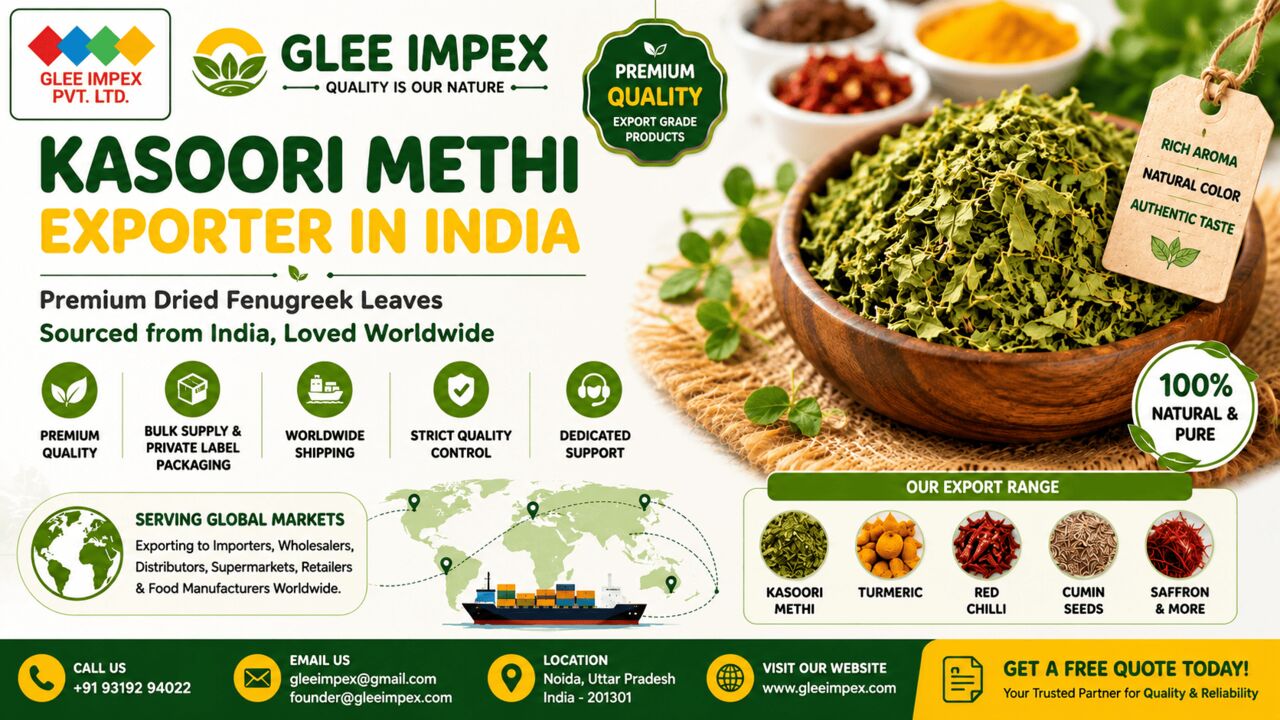 New Delhi, Food & Drink, Kasoori Methi Exporter In India | Premium Quality Dried Fenugreek Leaves | GLEE IMPEX
