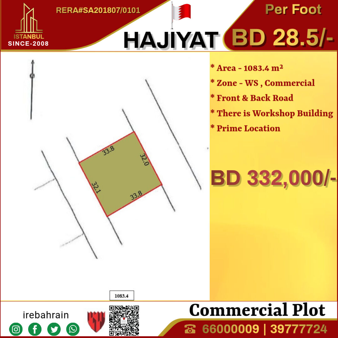 East Riffa, Commercial Plots, BHD 332000,  Commercial Plot For Sale In Hajjiyat Riffa