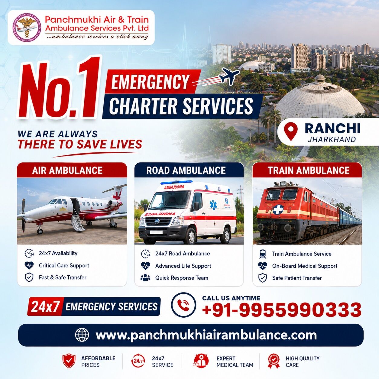 Ranchi, Health, Panchmukhi Air Ambulance In Ranchi- Rapid Rescue For Patients During Emergency