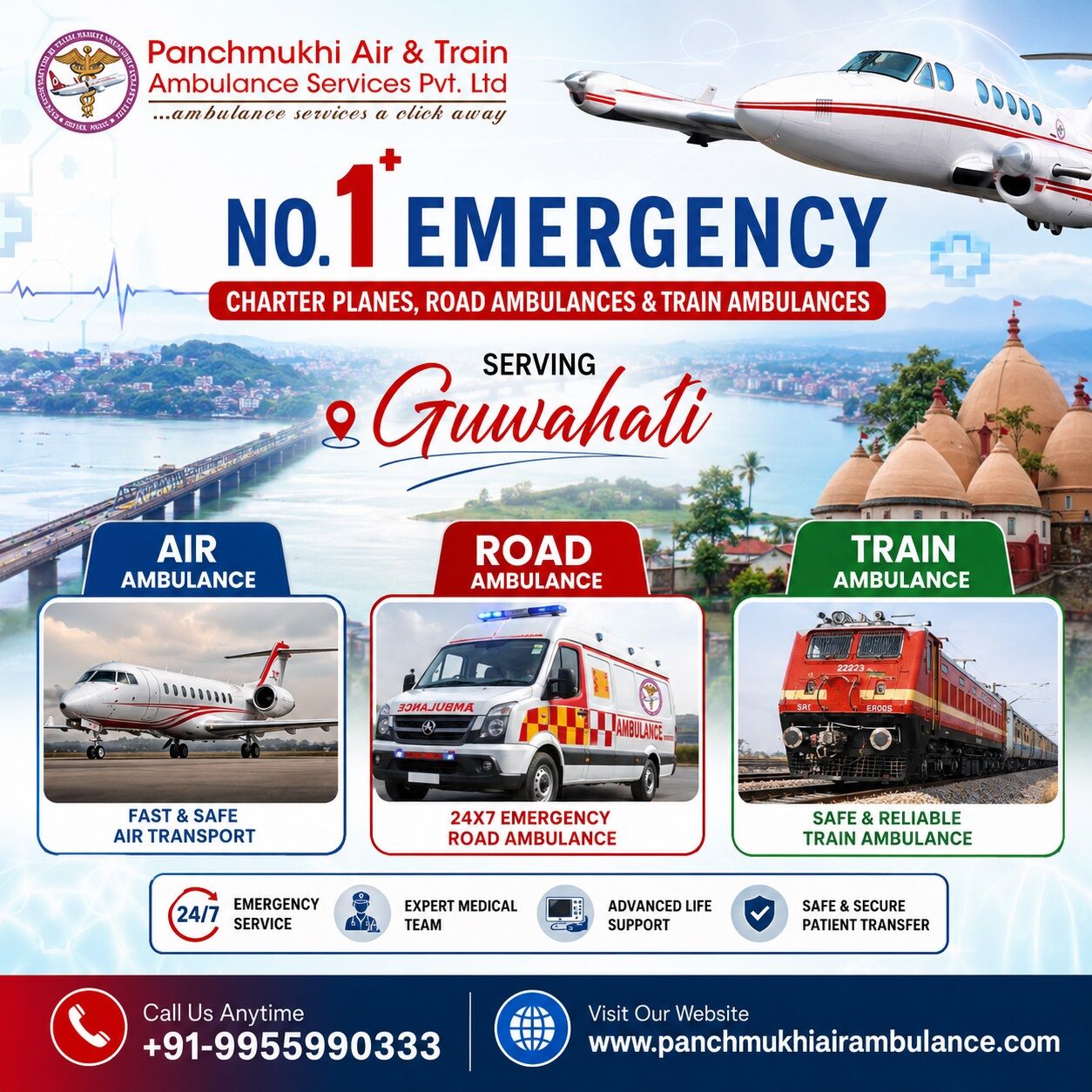 Mumbai, Health, Panchmukhi Hi Tech Air Ambulance In Guwahati - Life Support Ambulances Arranged Cost Effec