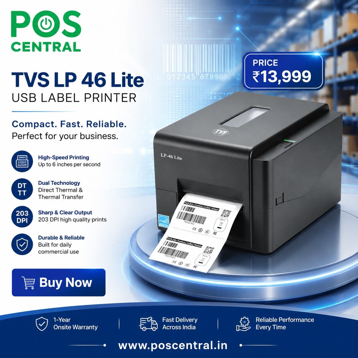 Noida, Electronics, INR 13999,  Buy TVS LP 46 Lite USB Label Printer At Best Price Online