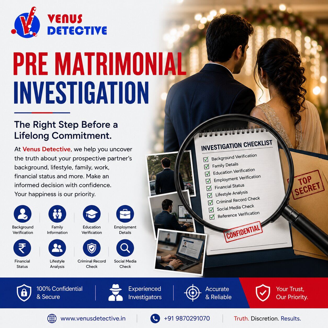 New Delhi, Legal, Trusted Pre Matrimonial Investigation In Delhi | Venus Detective