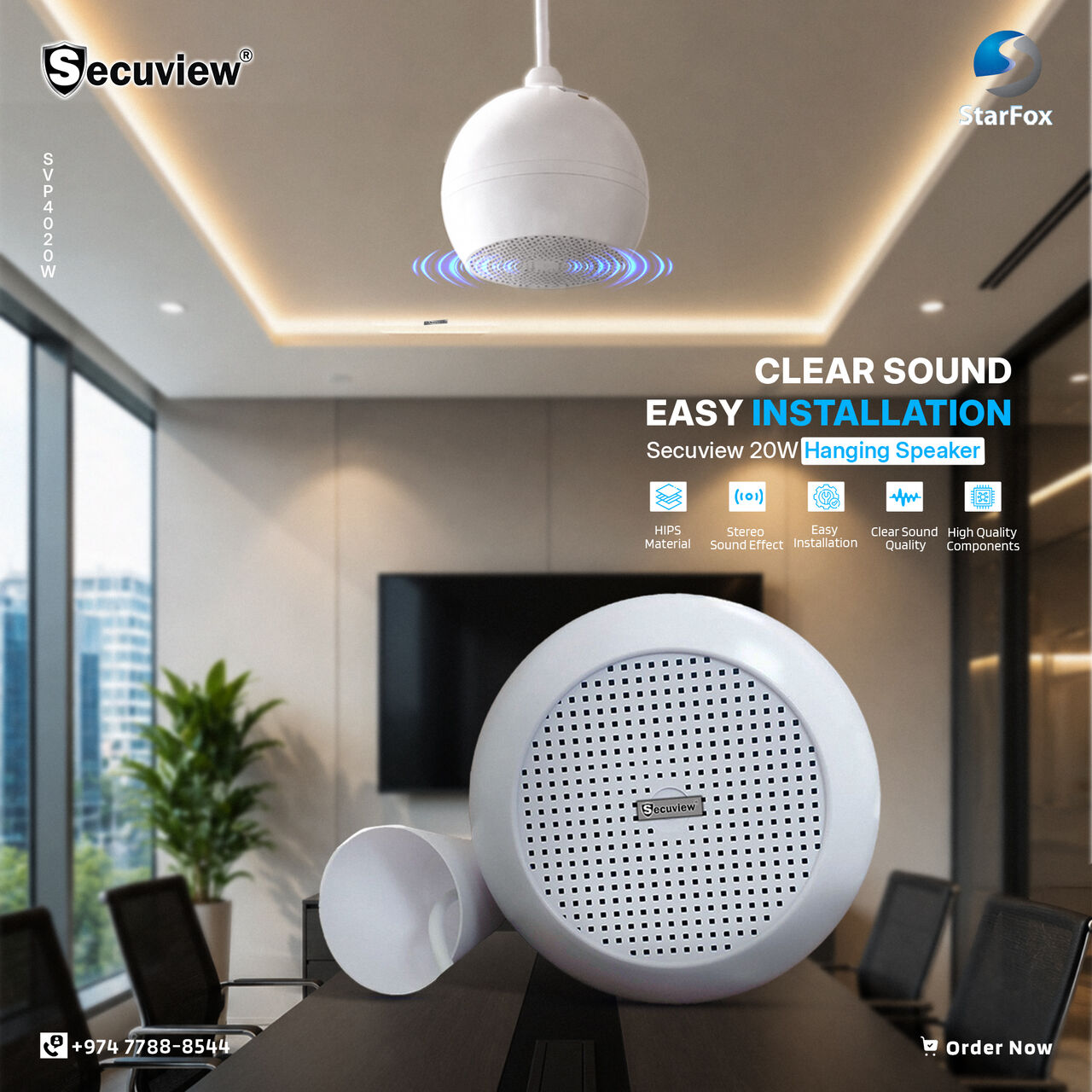 Doha, Electronics, QAR 230,  Secuview 20W Hanging Speaker | Clear, Powerful And Easy To Install.
