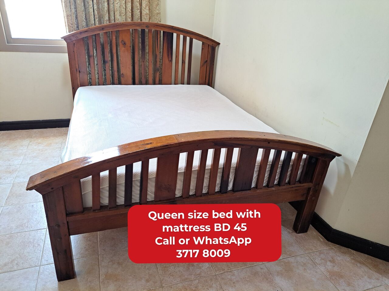 Manama, Furniture, BHD 45,  🌍🌎Queen Size Bed With Mattress In Good Condition For Sale With Delivery