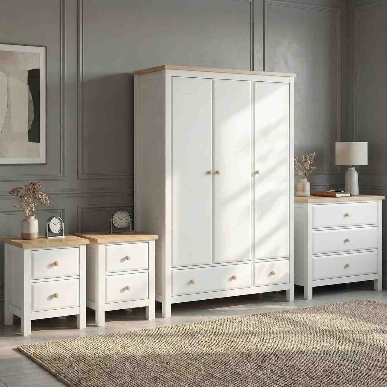London, Furniture, GBP 529,  Haven White 4 Piece Painted Bedroom Set With 3 Drawer Chest And Two Bedsides