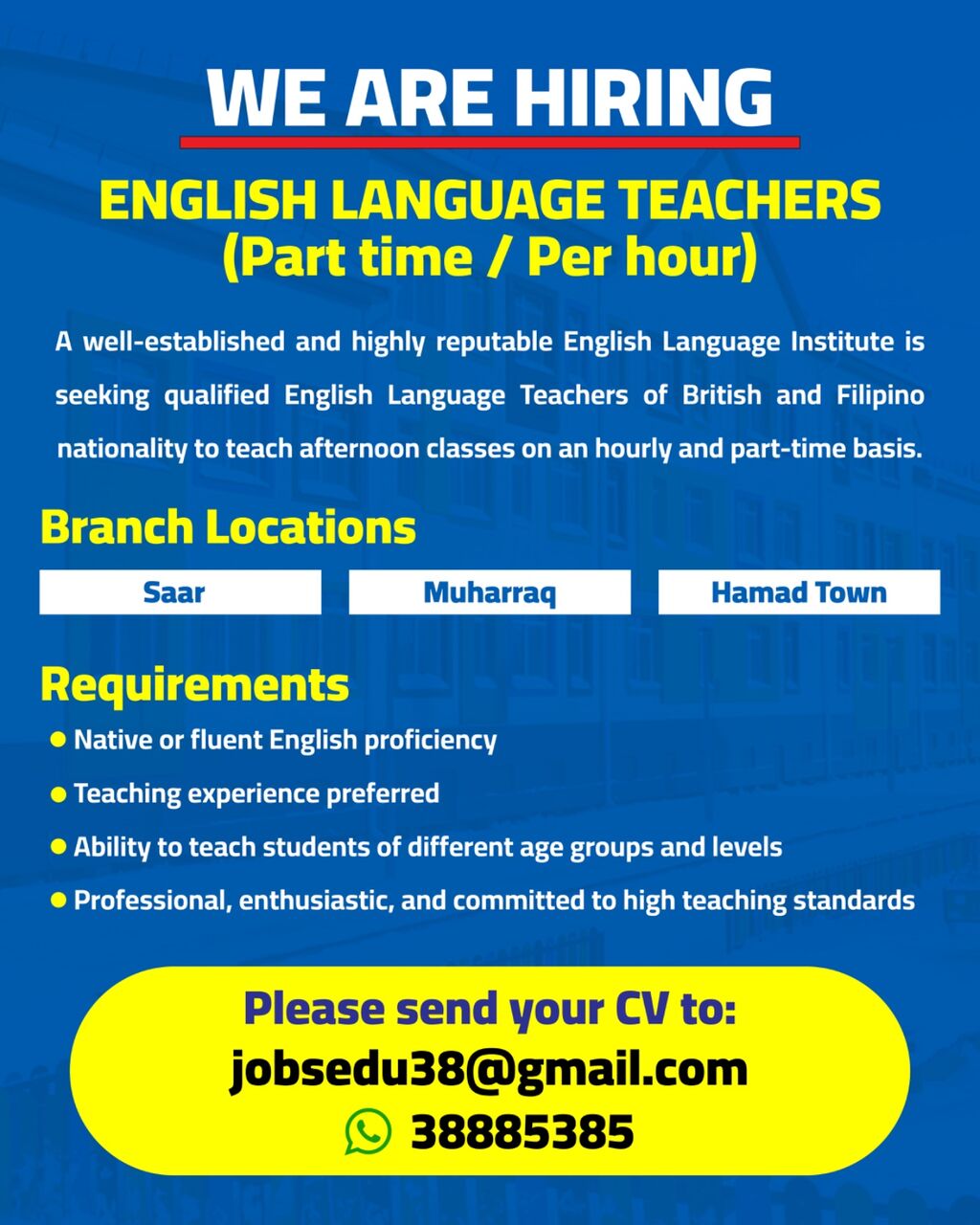 Saar, Jobs, **We Are Hiring Experienced British And Filipino English Language Teachers For Part-time O