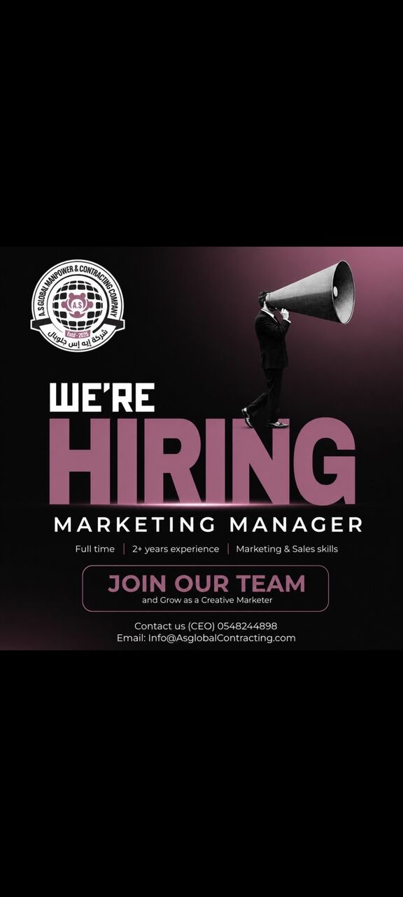 Dammam, Jobs, Marketing Manager For Manpower Supply