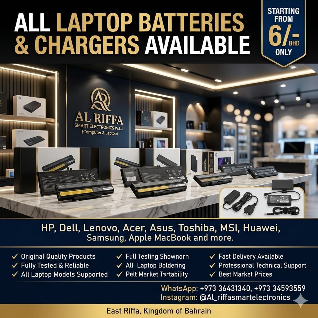 Riffa, Computers, BHD 6,  New All Type Brand Of Laptop Charger & Batteries (MacBook Charger) Available In Good Price