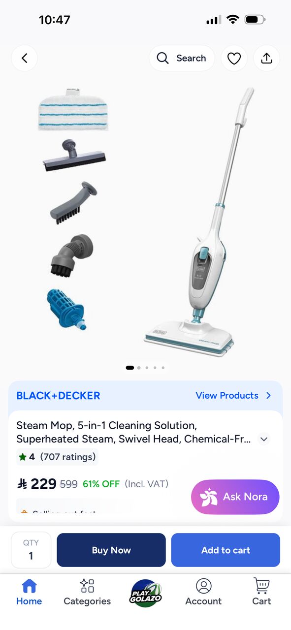 Al Zuhour, Household Items, SAR 150,  Steam Mop, 5-in-1 Cleaning Solution, Superheated Steam, Swivel Head, Chemical-Free