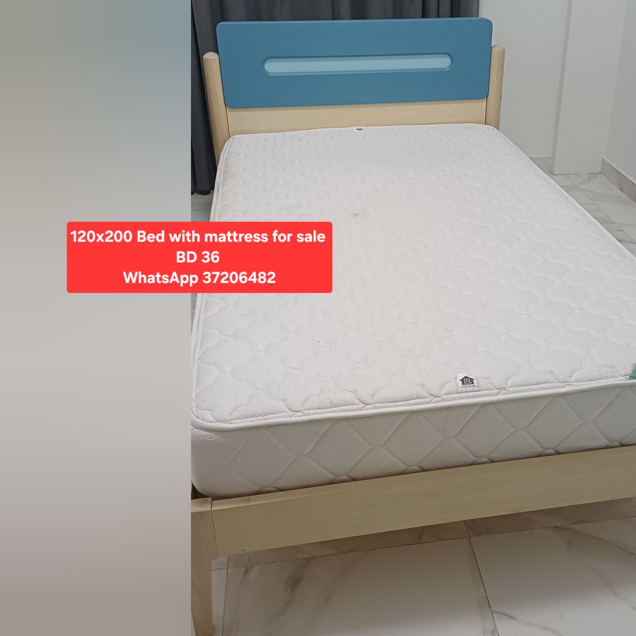 Riffa, Furniture, BHD 36,  ✅️ 120x200 Bed With Mattress For Sale In Good Condition With Delivery