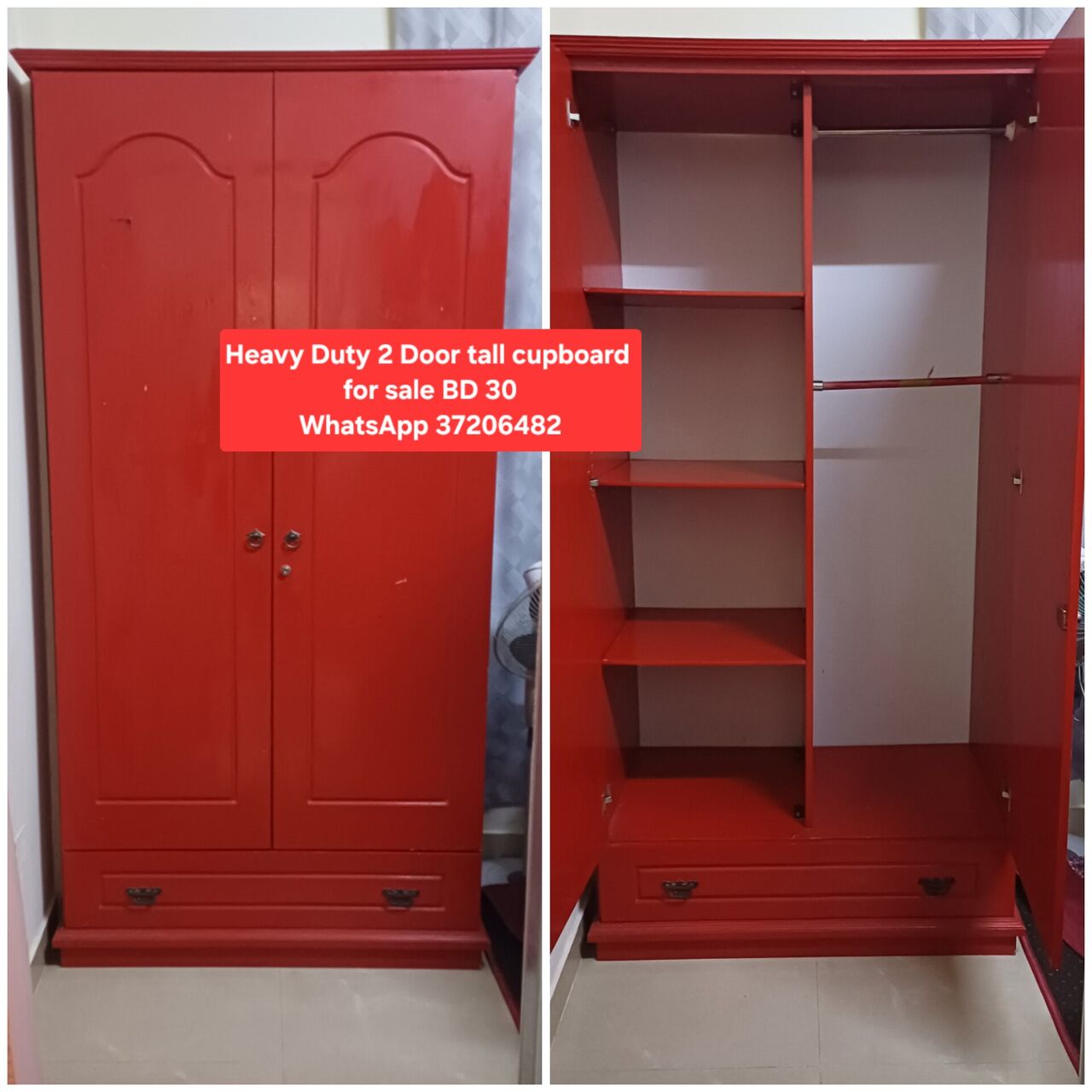 Riffa, Furniture, BHD 30,  ✅️ Heavy Duty Tall 2 Door Cupboard Sale In Good Condition With Delivery