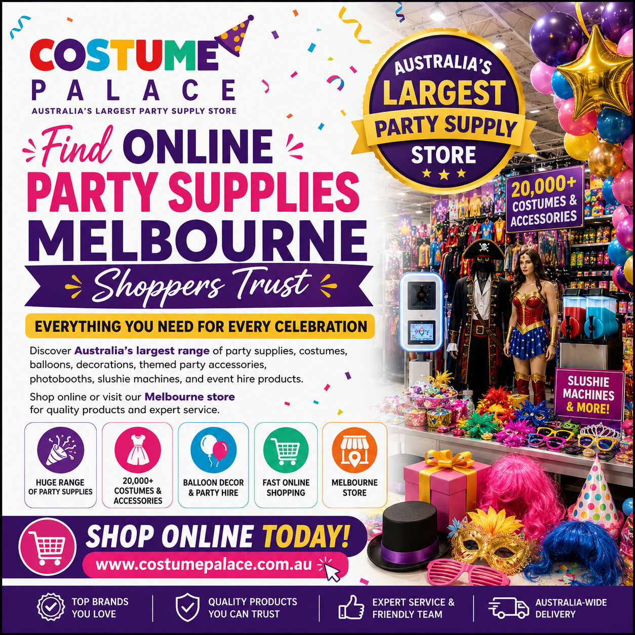 Melbourne, Event Planning, Find Online Party Supplies Melbourne Shoppers Trust