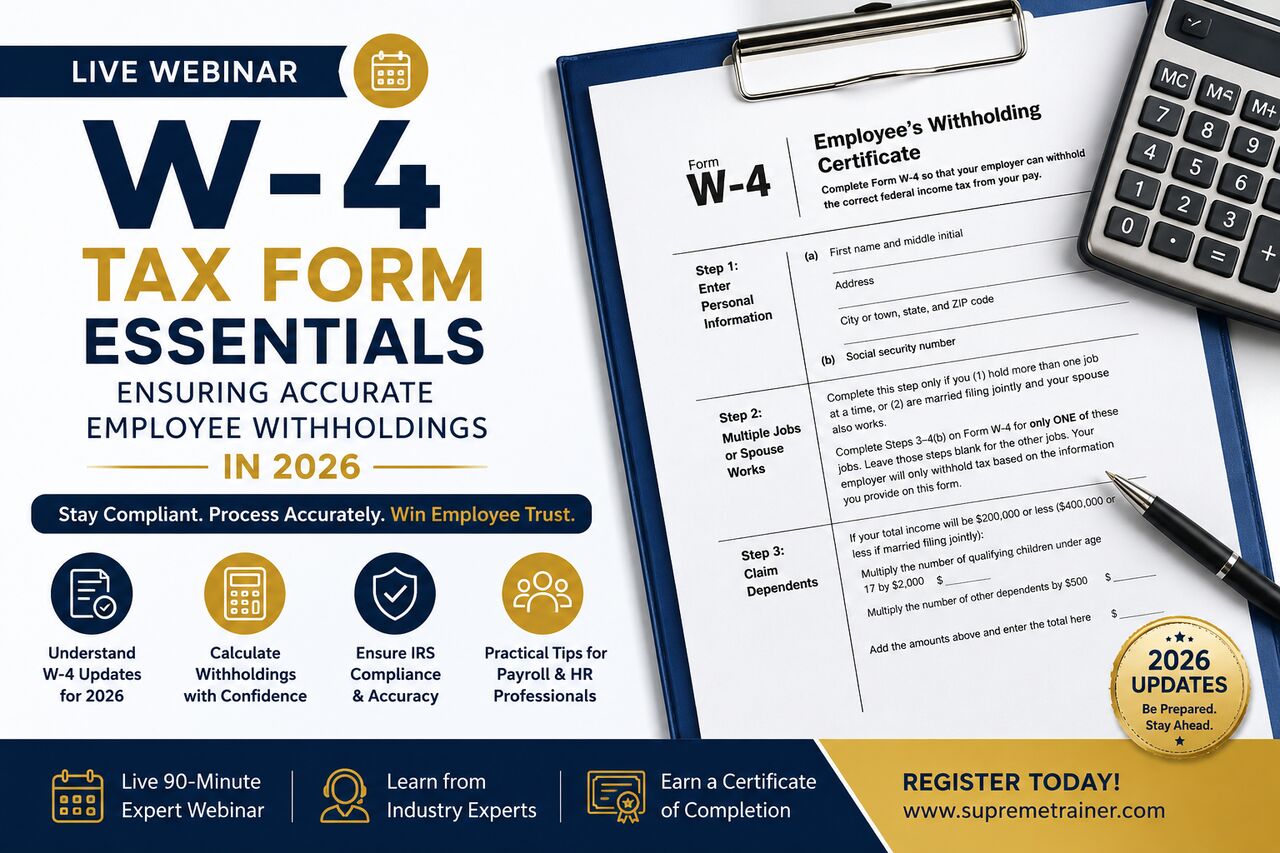 New York, Education, W 4 Tax Form Webinar 2026 | Employee Withholding & IRS Compliance Training