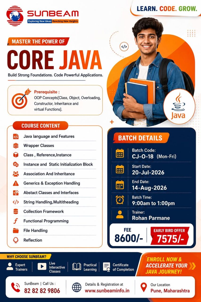 Pune, Lessons Offered, Core Java Training &ndash; Live Online & Classroom